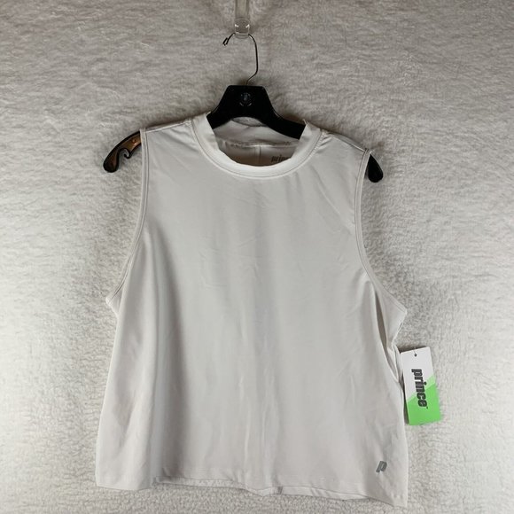 Prince Top Women's XL White Polyester Stretch Mesh Back High-Neck Tank 6791 - Picture 1 of 8